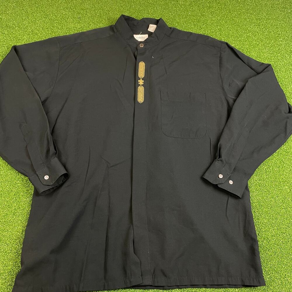 Vintage Miller Black Long Sleeve Button Up Shirt Sz XL
